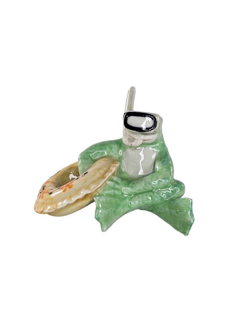 Klima Porcelain Frog Wearing Speedo Floatie Snorkeling Mask Miniature Figurine
